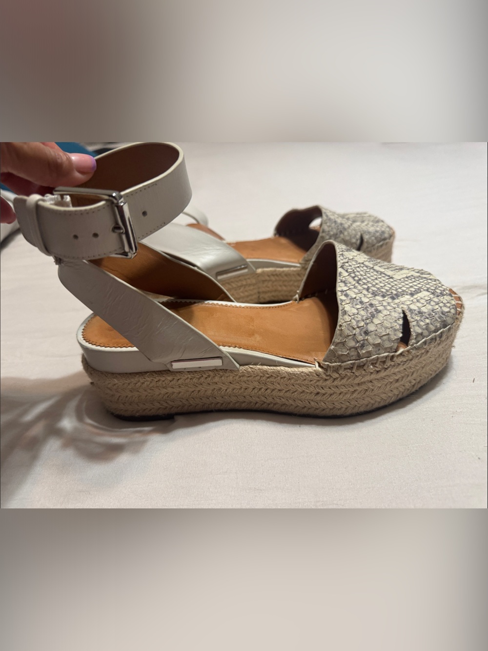 SARTO By Franco Sarto Cream Snake-Print Espadrille Sandals